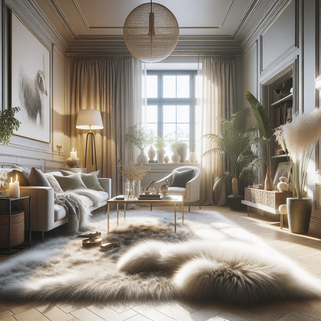Cozy Living Room Charm: How to Style a Sheepskin Rug for Warmth and Elegance